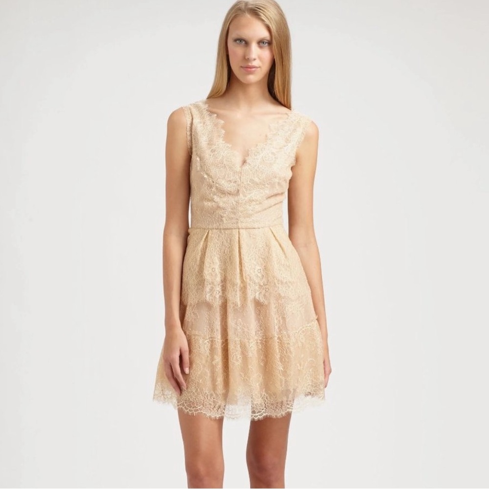 BCBG “Willa” Lace Dress in Tapioca